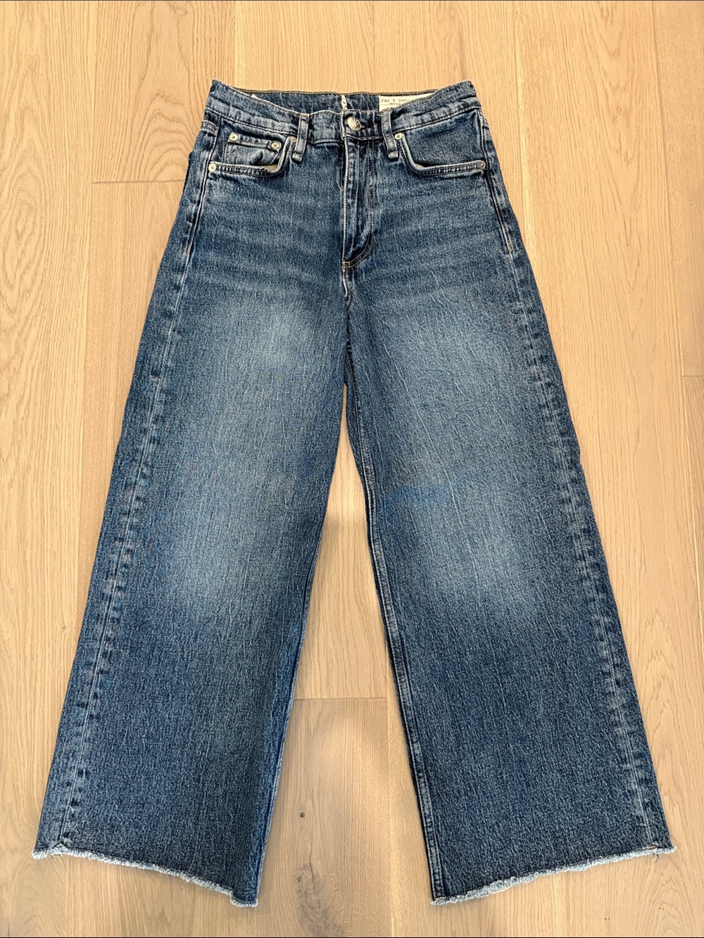 rag & bone Andi Dark Blue Wide-Leg High-Rise Jeans, Sz 26 - Picture 5 of 7